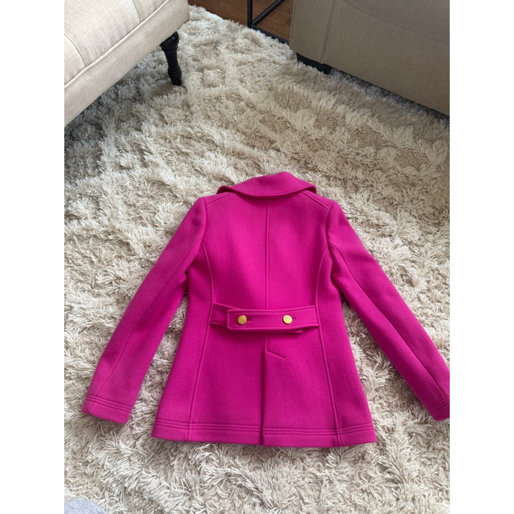 Women's J.Crew Pink Stadium Cloth Pea Coat Size 2 - Picture 9 of 9